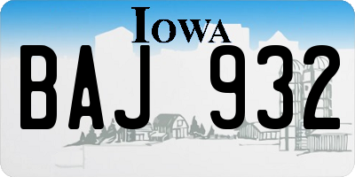 IA license plate BAJ932