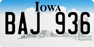 IA license plate BAJ936