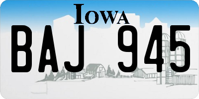 IA license plate BAJ945