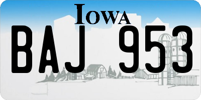 IA license plate BAJ953