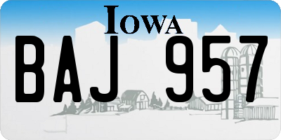 IA license plate BAJ957