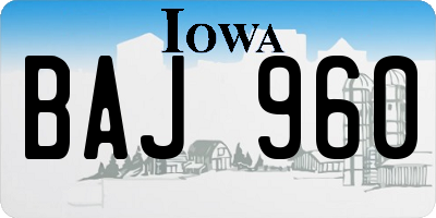 IA license plate BAJ960