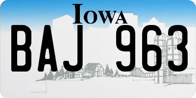 IA license plate BAJ963