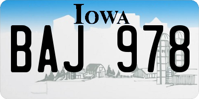 IA license plate BAJ978