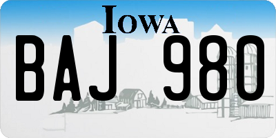 IA license plate BAJ980