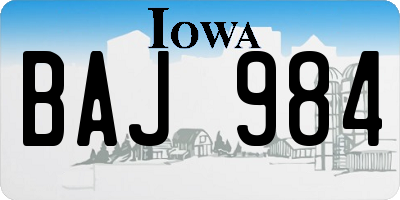 IA license plate BAJ984