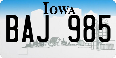 IA license plate BAJ985