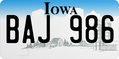 IA license plate BAJ986