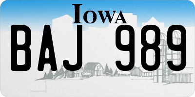 IA license plate BAJ989
