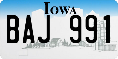 IA license plate BAJ991
