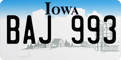 IA license plate BAJ993