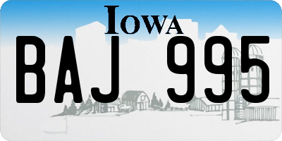 IA license plate BAJ995