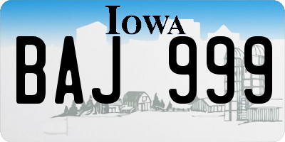 IA license plate BAJ999