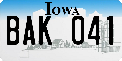 IA license plate BAK041