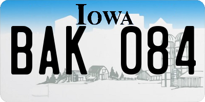 IA license plate BAK084