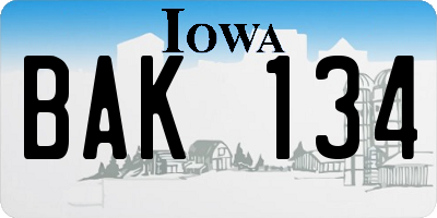 IA license plate BAK134