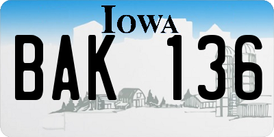 IA license plate BAK136