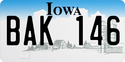 IA license plate BAK146