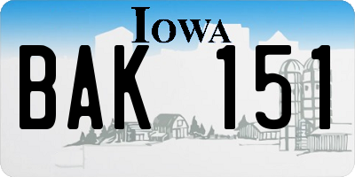 IA license plate BAK151