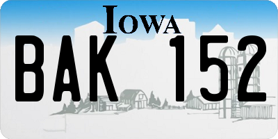 IA license plate BAK152