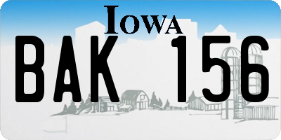 IA license plate BAK156