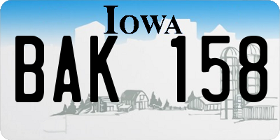 IA license plate BAK158
