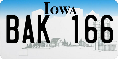 IA license plate BAK166