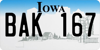 IA license plate BAK167