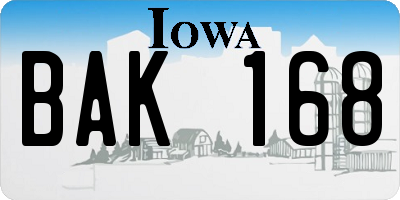 IA license plate BAK168