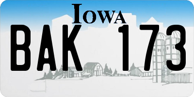 IA license plate BAK173