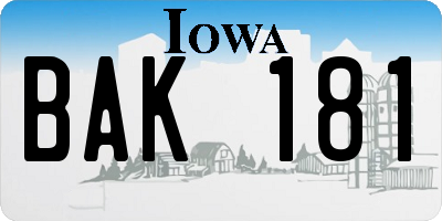 IA license plate BAK181