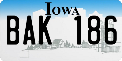 IA license plate BAK186