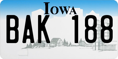 IA license plate BAK188