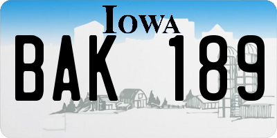 IA license plate BAK189