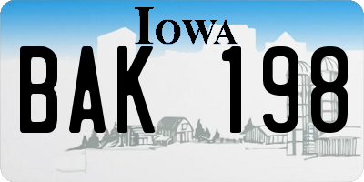 IA license plate BAK198