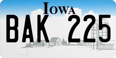 IA license plate BAK225