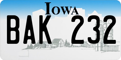 IA license plate BAK232
