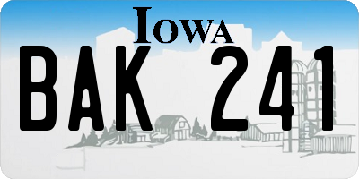 IA license plate BAK241