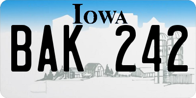 IA license plate BAK242