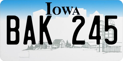 IA license plate BAK245