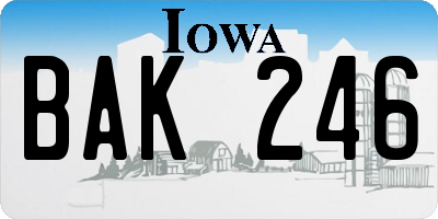 IA license plate BAK246