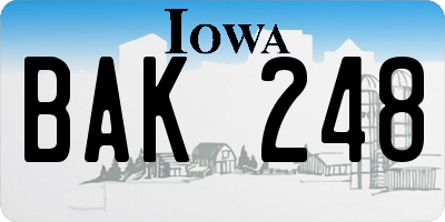 IA license plate BAK248