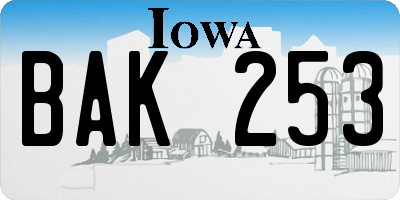 IA license plate BAK253