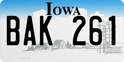 IA license plate BAK261