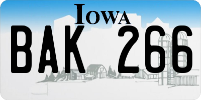 IA license plate BAK266