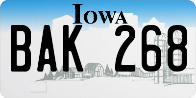 IA license plate BAK268