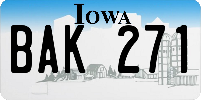IA license plate BAK271