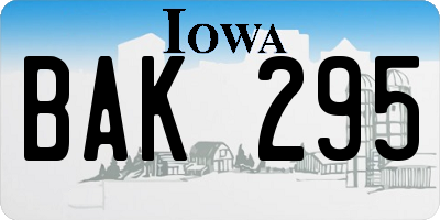 IA license plate BAK295