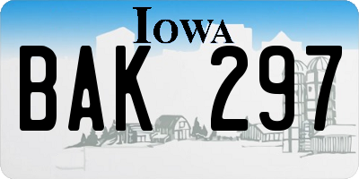 IA license plate BAK297