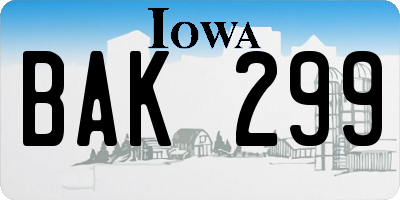 IA license plate BAK299